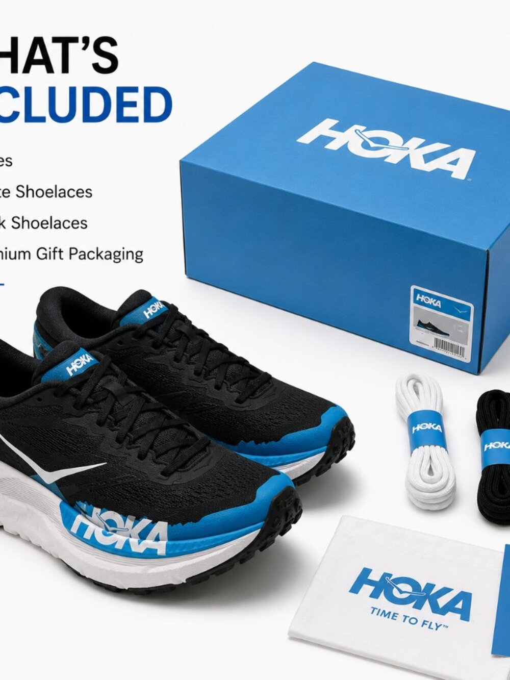 HOKA Mafate X Black Blue Vibram Trail Running Shoes - Picture 5 of 16